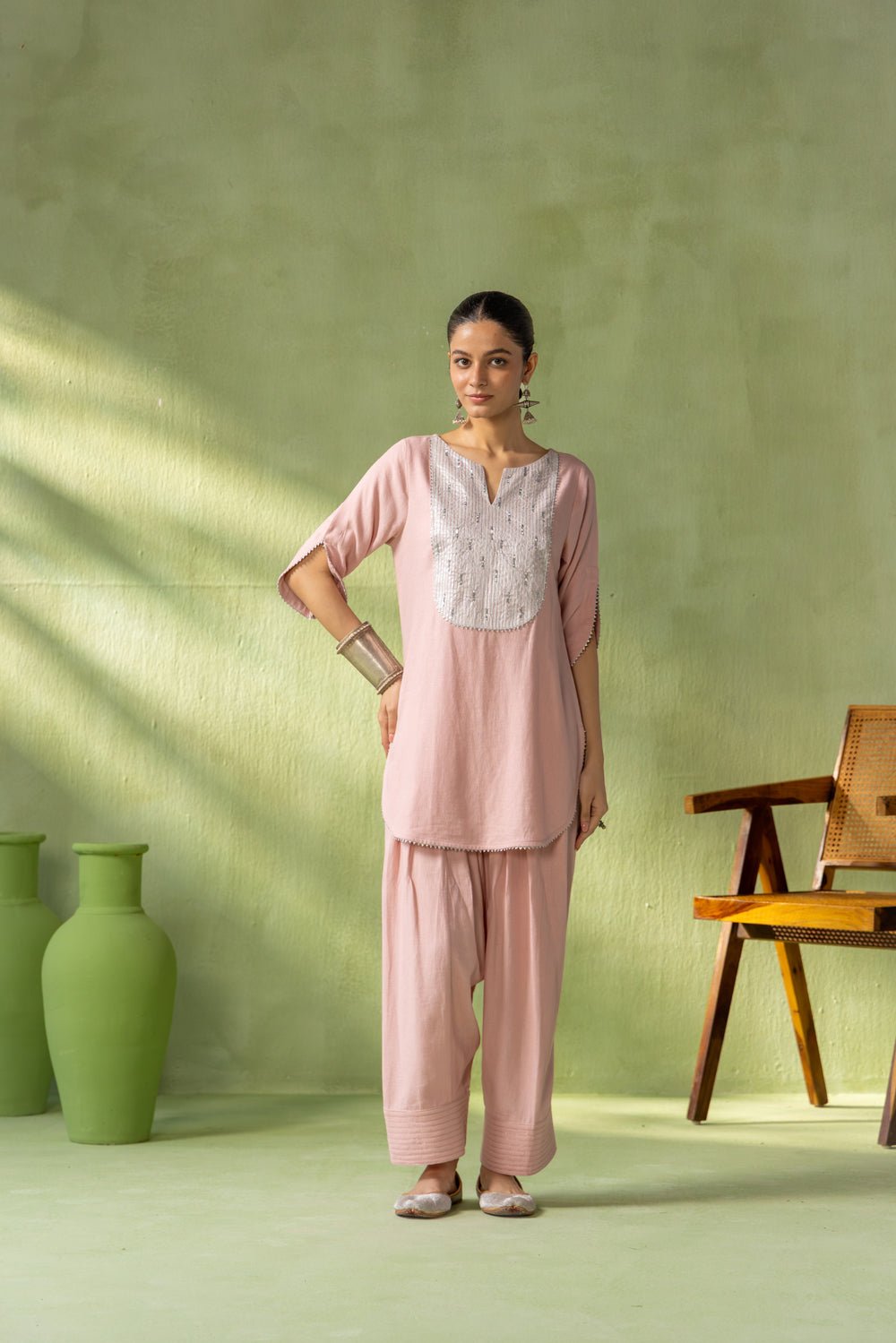 Mehr Kurta Farshi Set Silver Rain