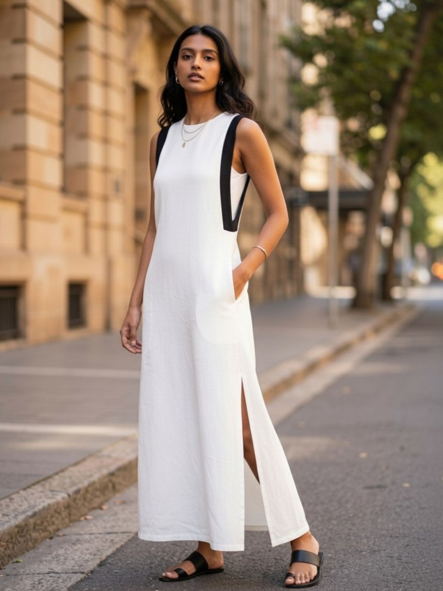Carla Sleeveless Monochrome Maxi Dress