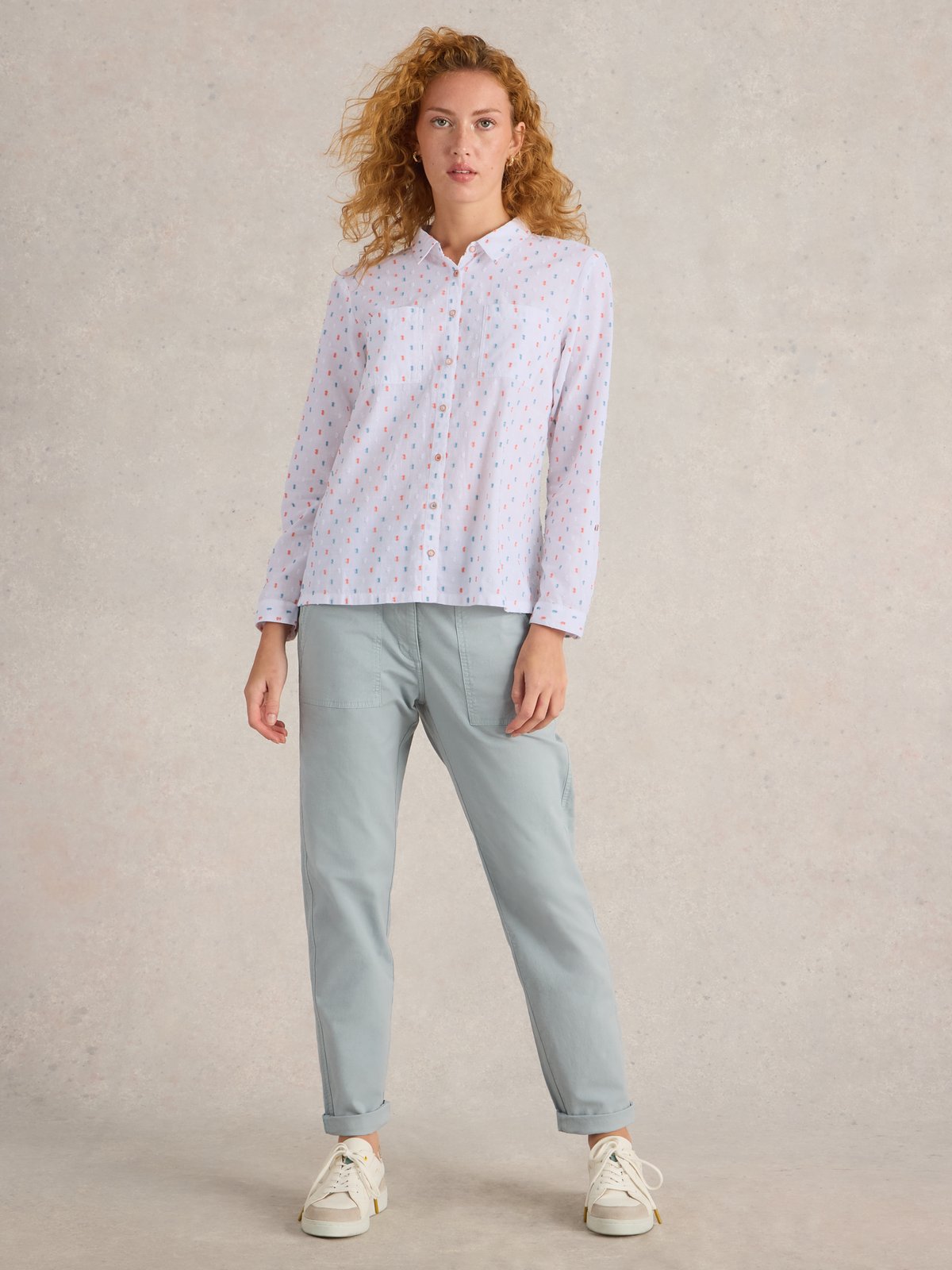 Ivory Multi Printed Organic Cotton Long Sleeve Shirt