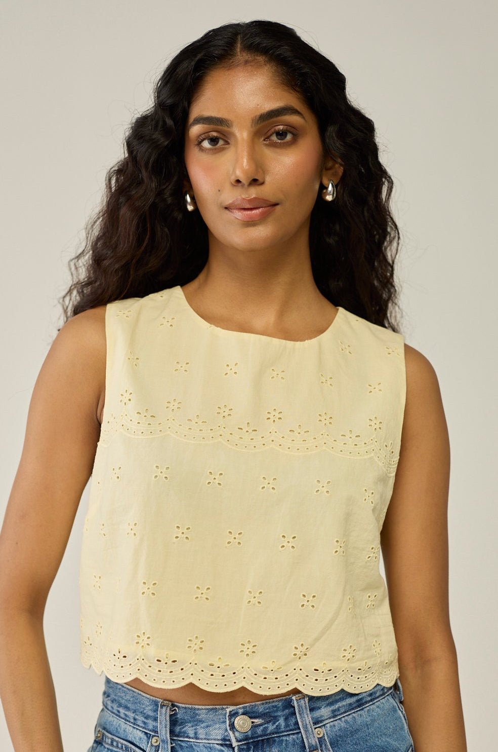 Yellow Sleeveless Crop Top