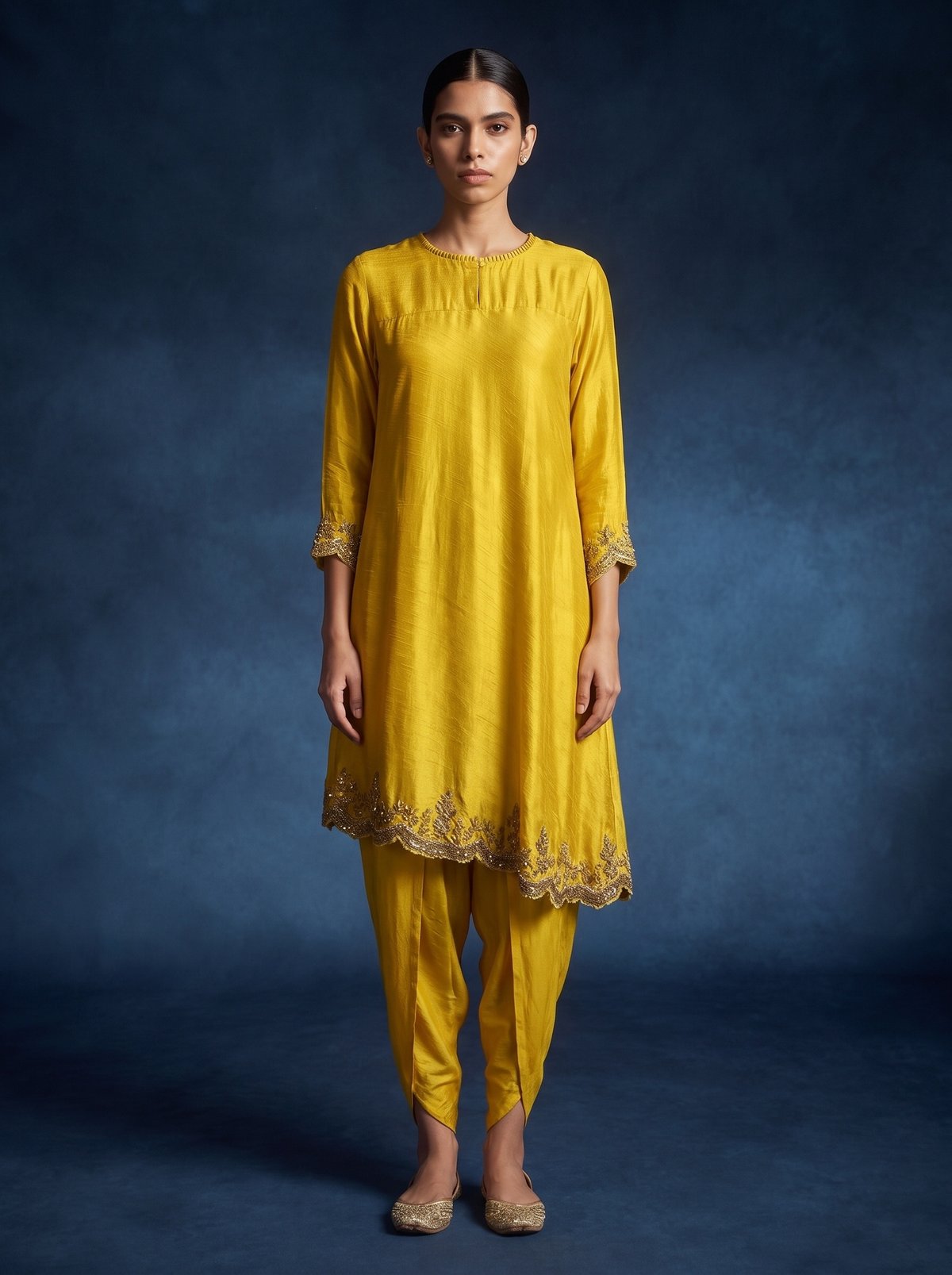 Yellow Silk Crepe Sunshine Kurta Set