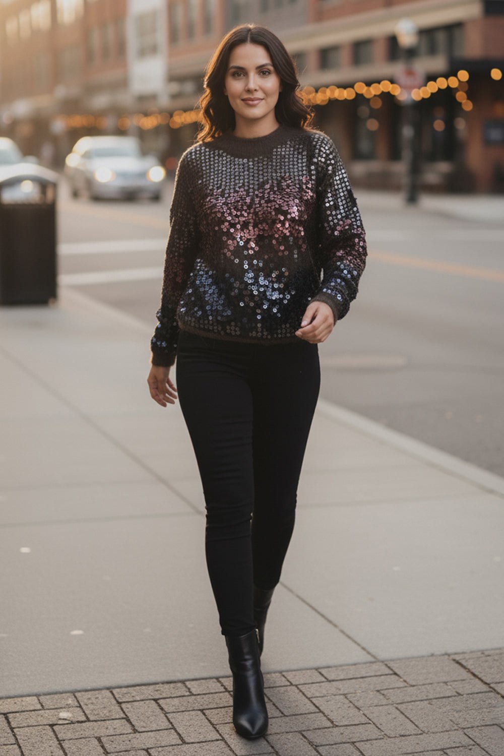 Expresso Black Wool Sequin Jumper
