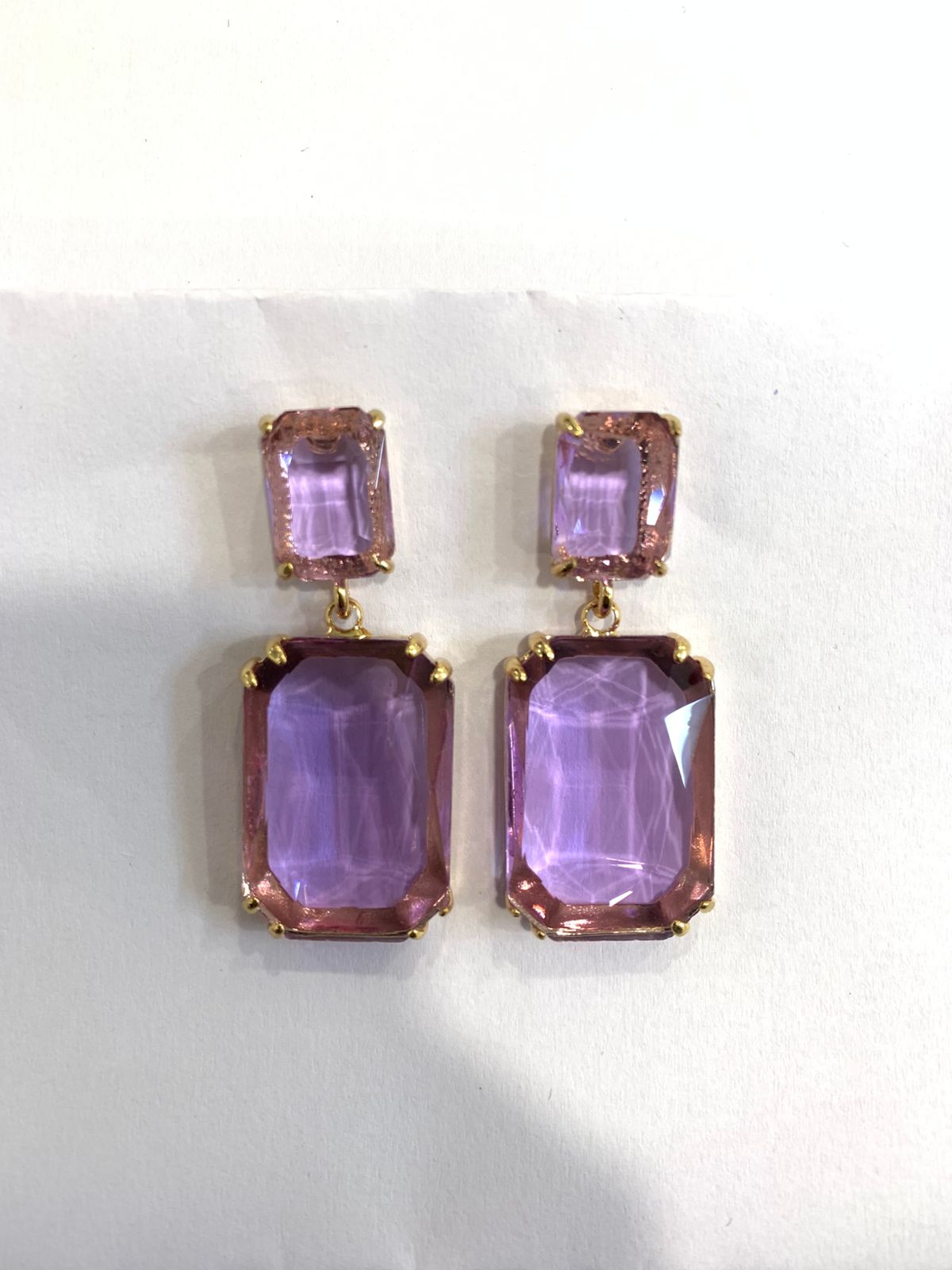 Amethyst Mist Radiant-Cut Drop Earring