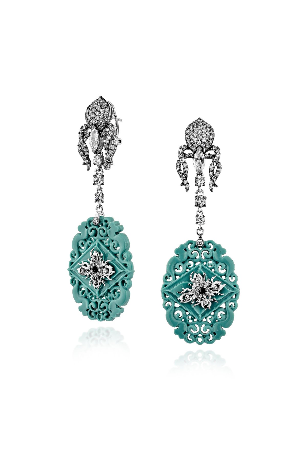 Blue Garden Luster Dangler Earrings