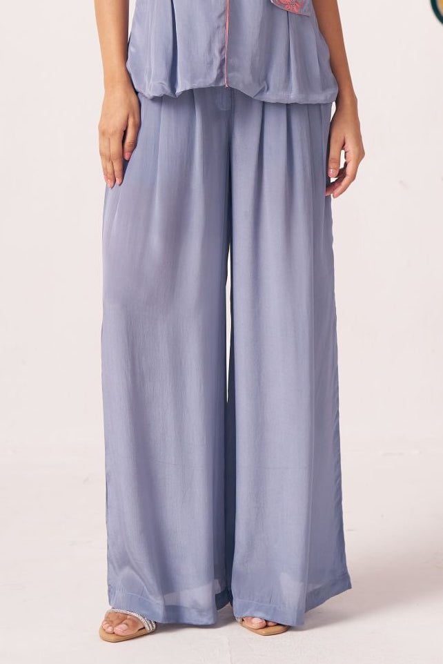 Lyna Slate Blue Wide-Leg Pants