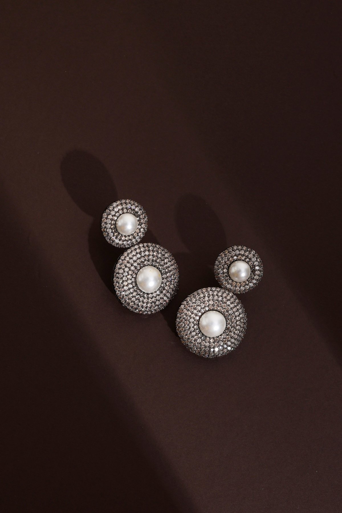 Melia Champagne Zirconia Pearl Dangler Earrings
