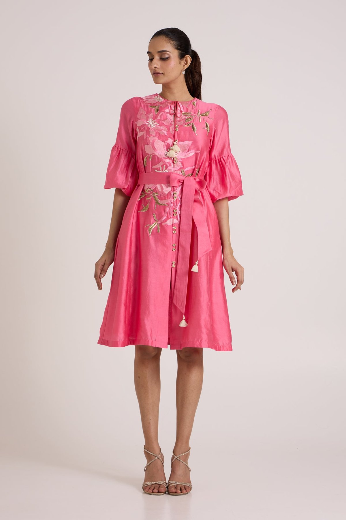 Delphi - Floral Tie-Waist Midi Dress