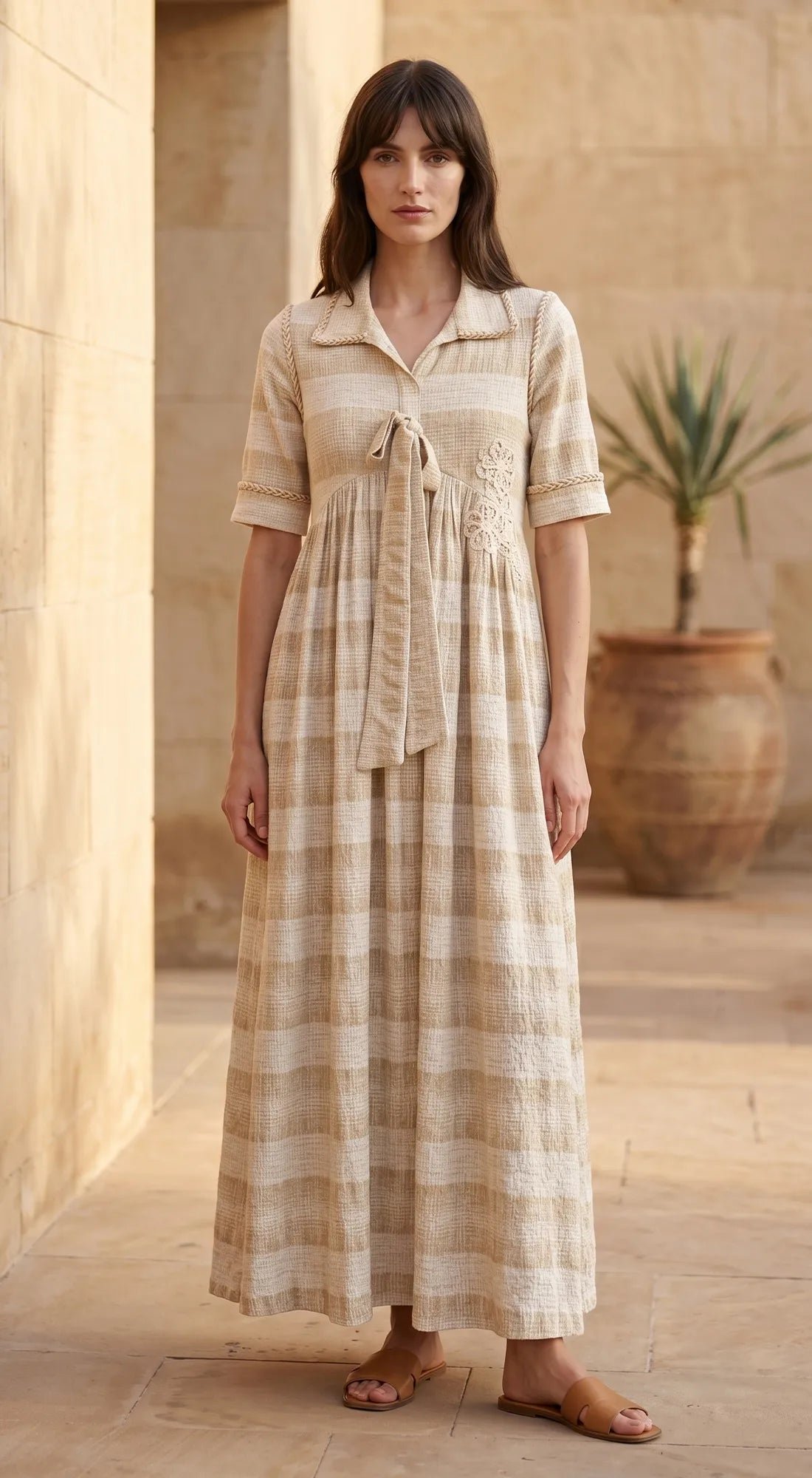 Cotton Jute Midi Dress