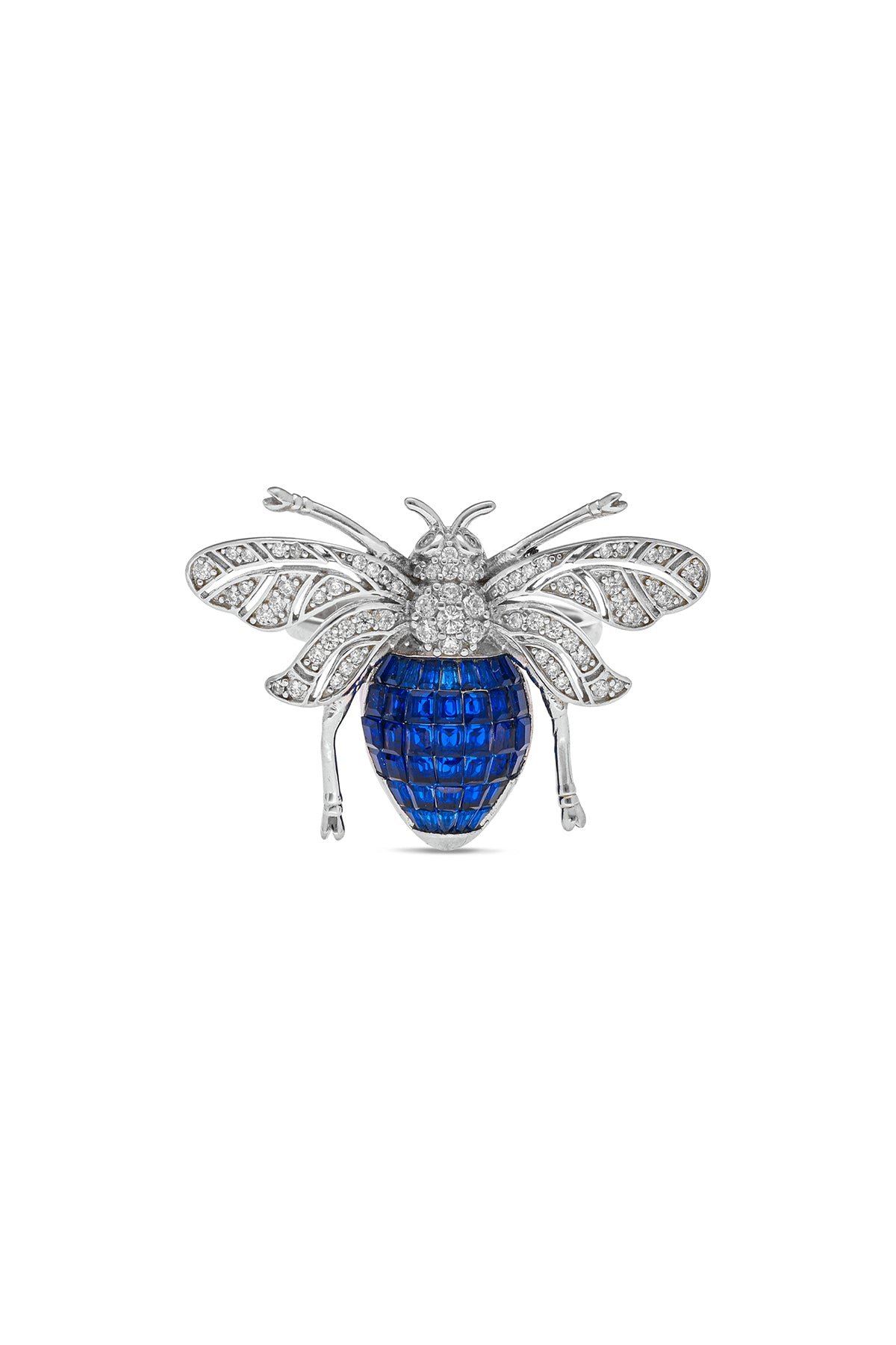 Blue Sapphire Enchanted Honey Bee Cocktail Ring