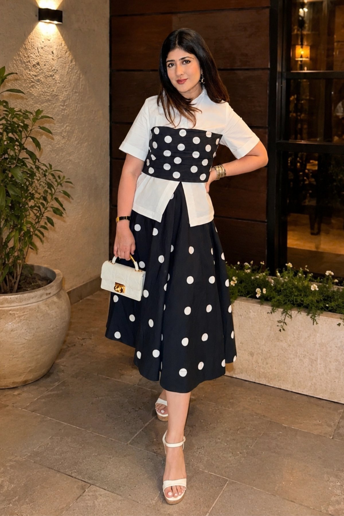 Polka Shirt and Skirt Set