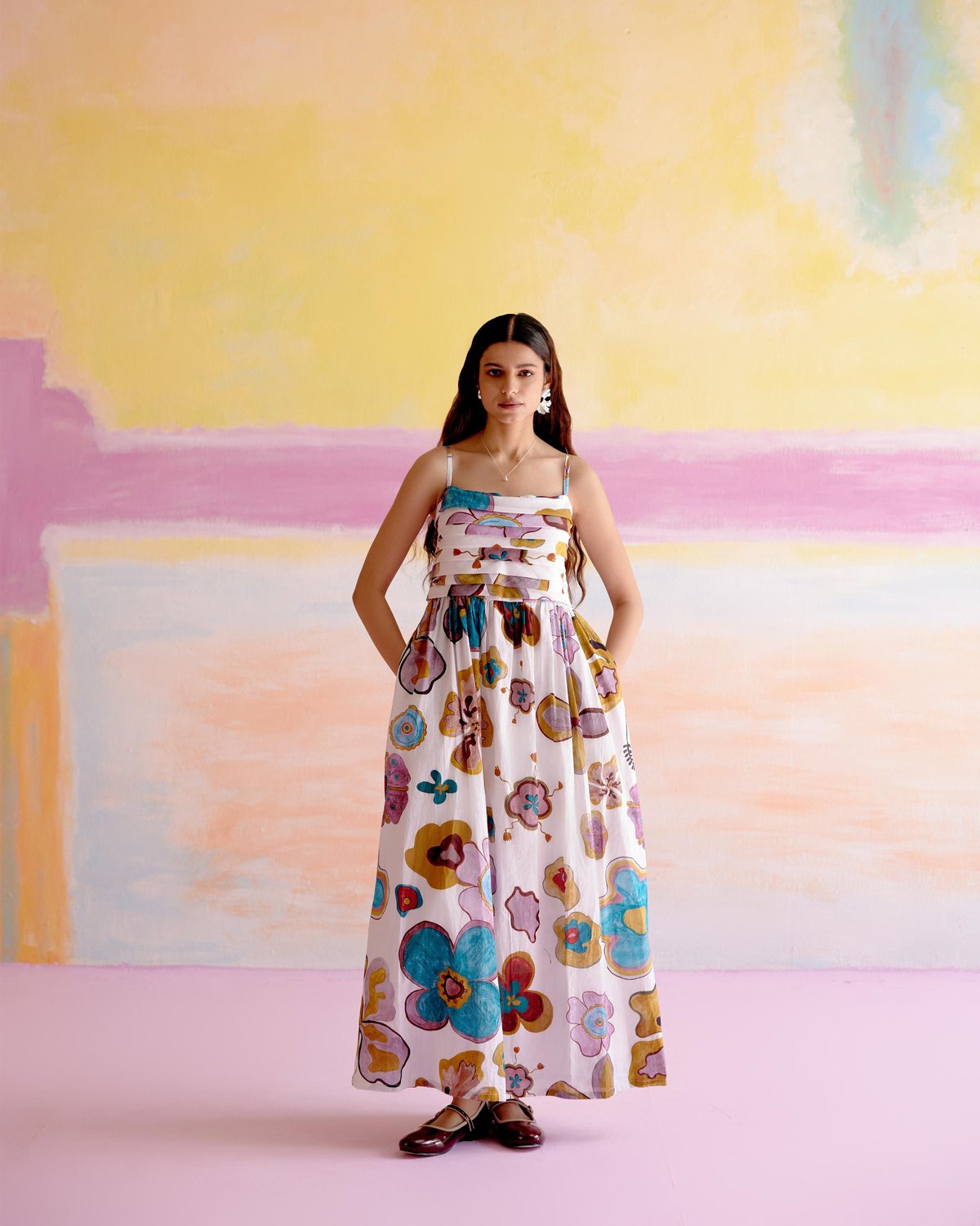 Multicolor Floral Cotton Poplin Maxi Dress