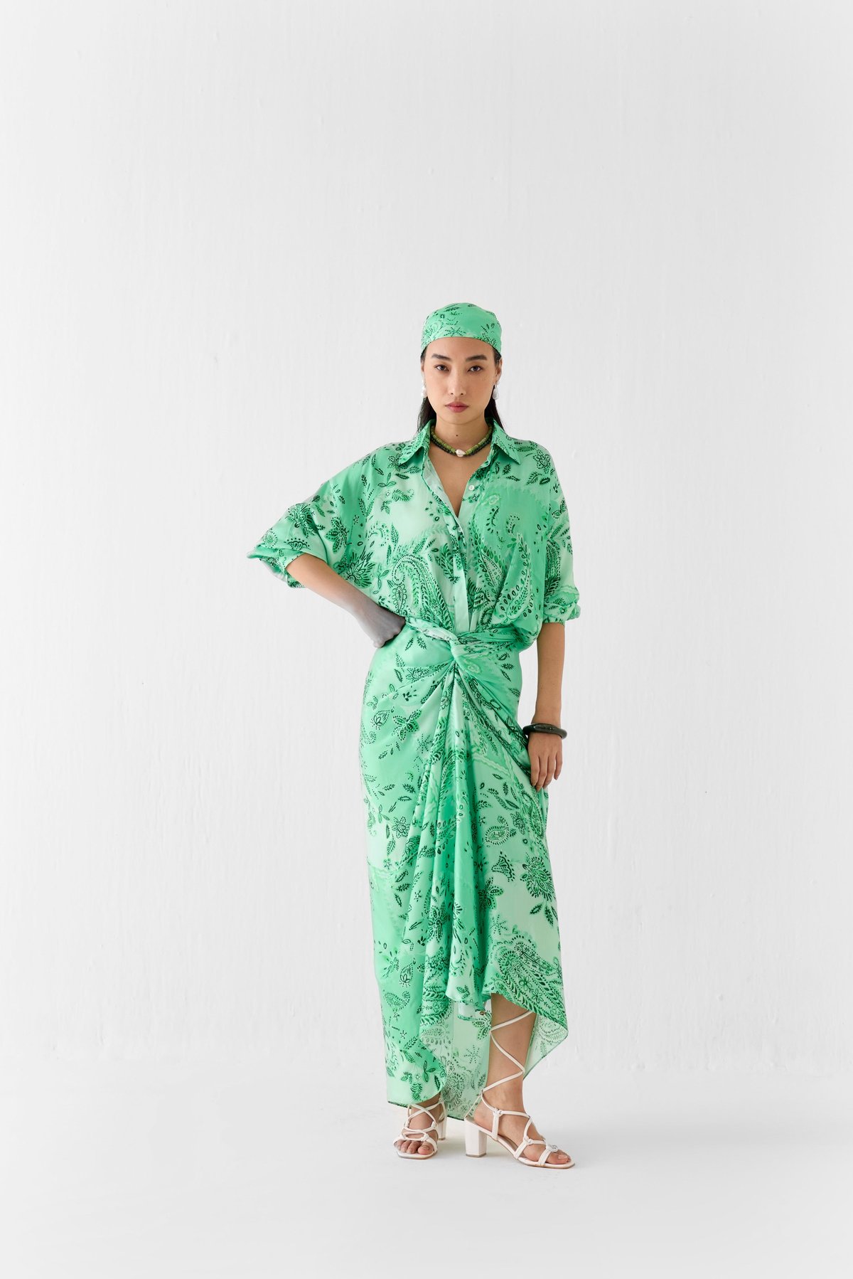 Buta Draped Shirt Dress