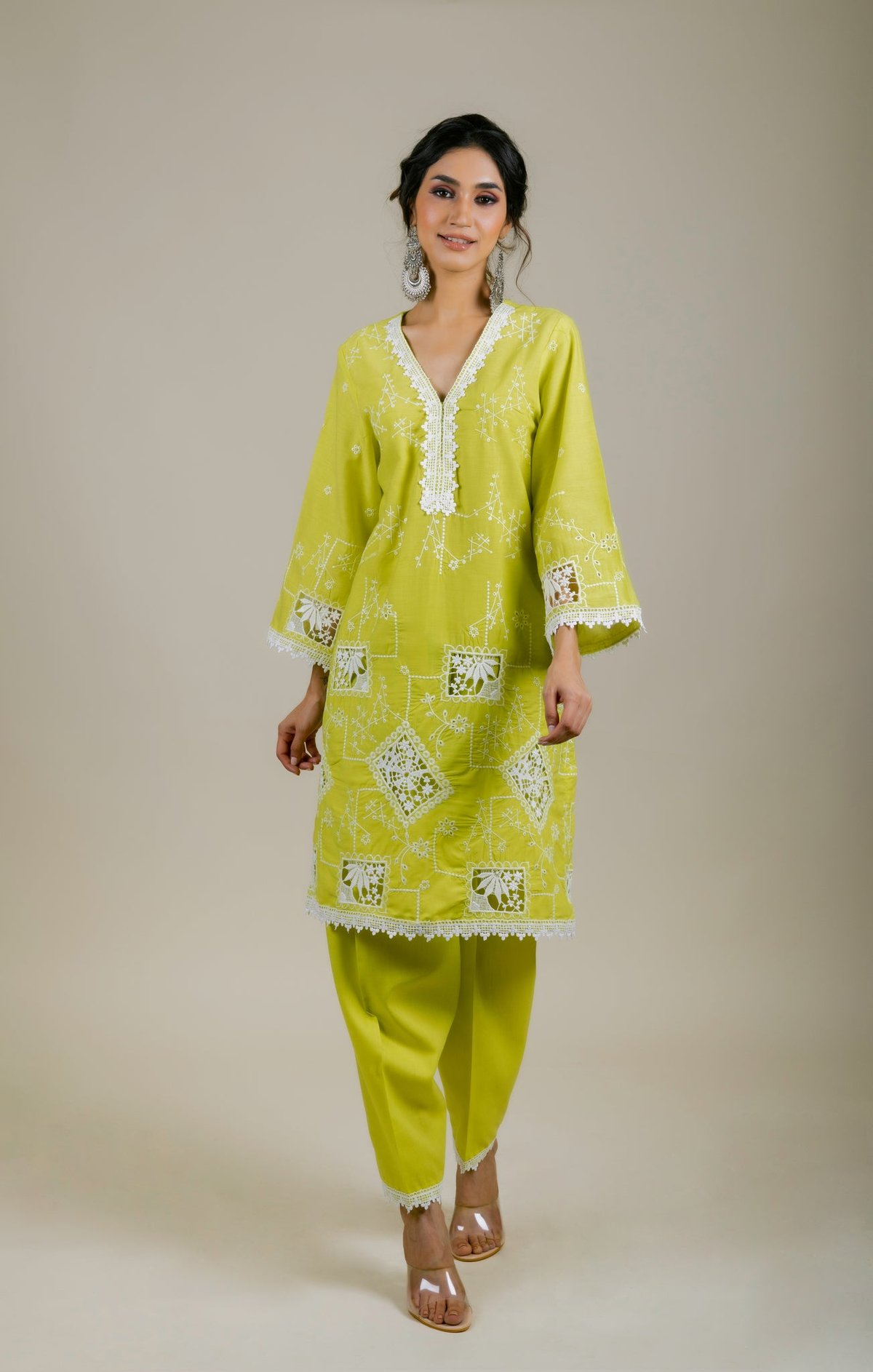 Apple Green Cut Work Suit Set