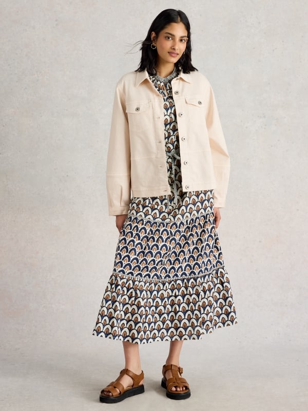 Light Natural Denim Jacket with Button Front