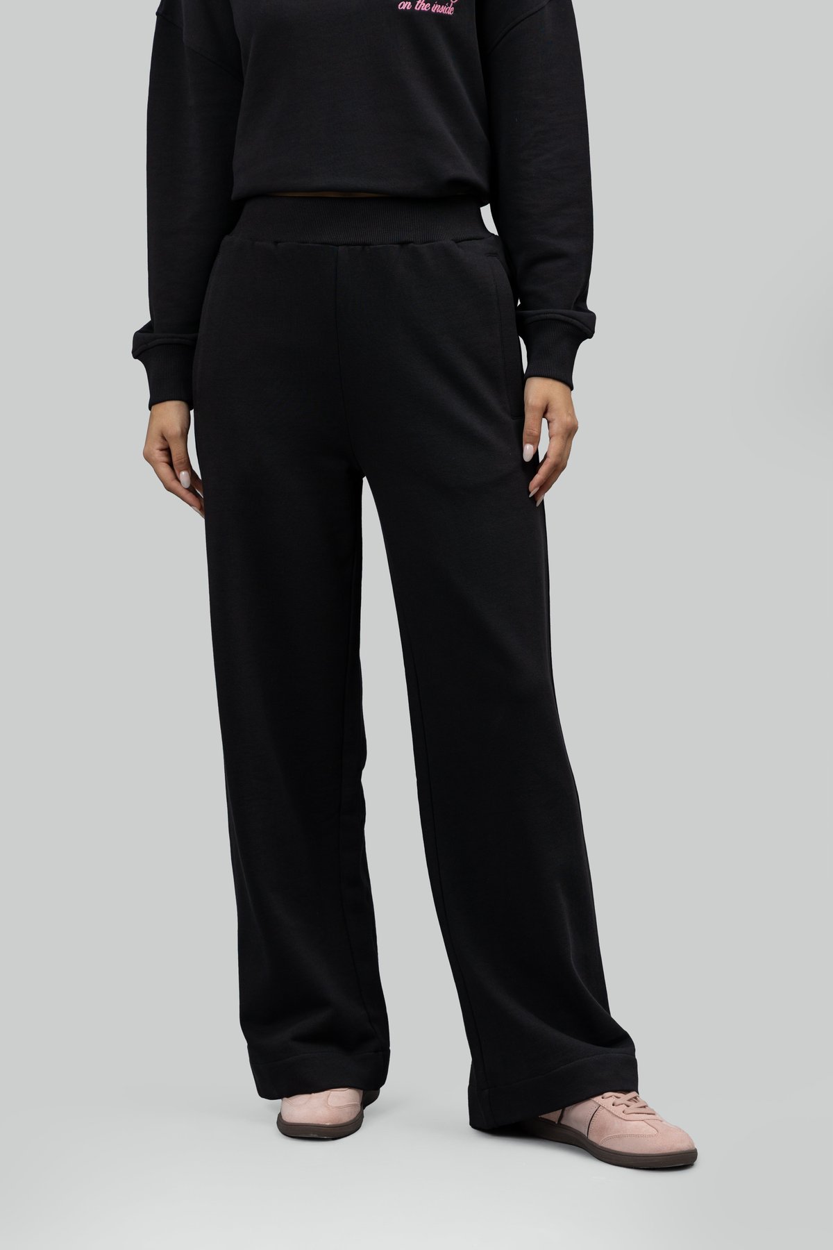 Black Bamboo Terry Bootcut Pants