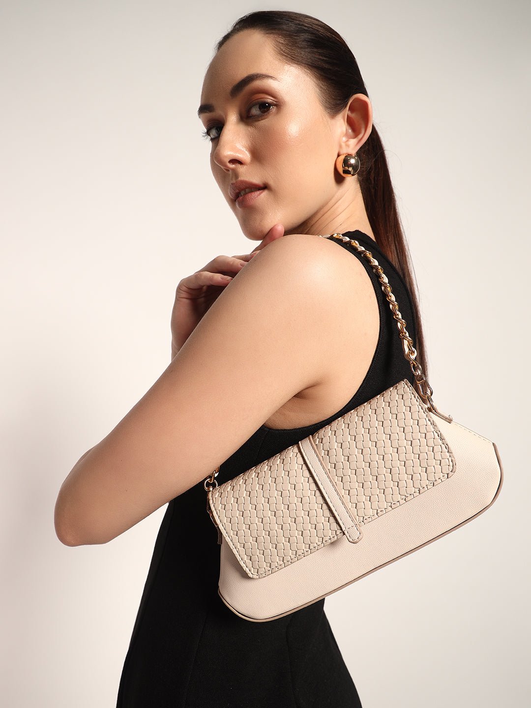 Bella Clutch Sling (Beige Quilted)