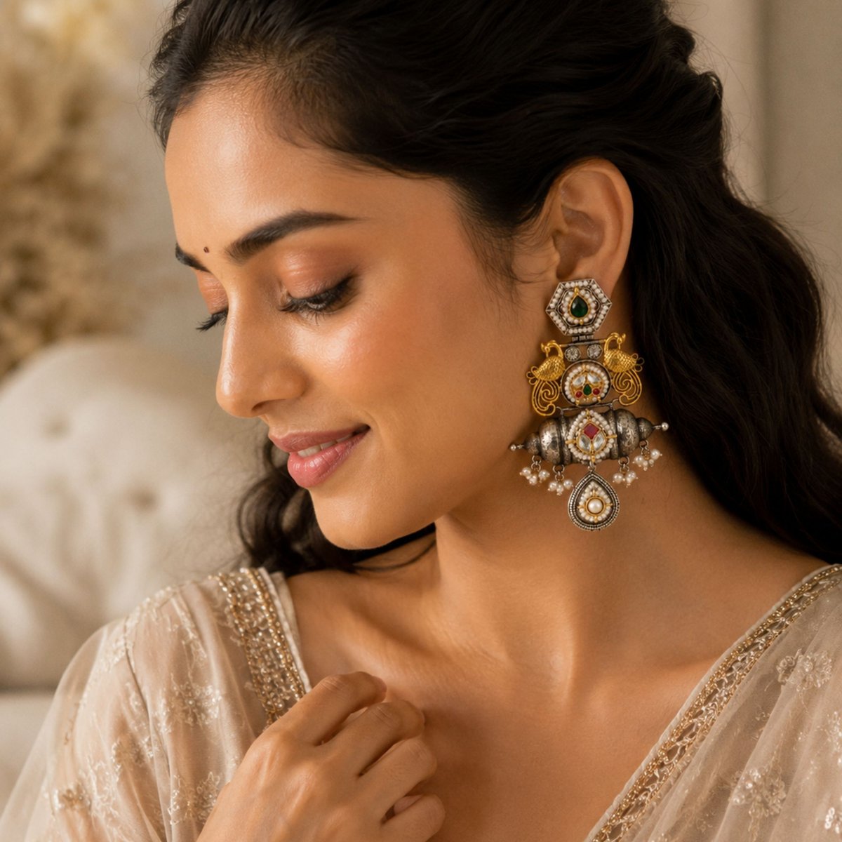 Vaidehi Bridal Pachi Kundan Earrings