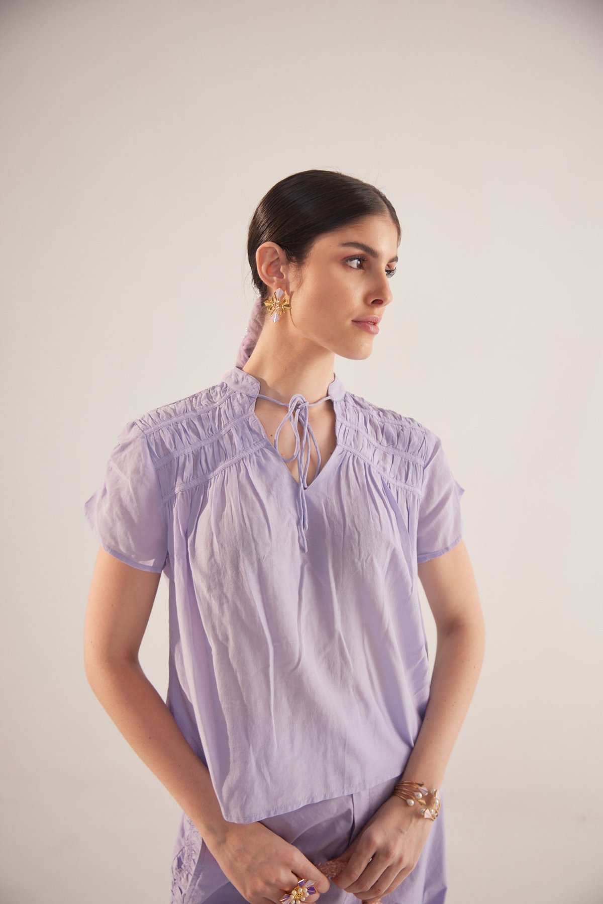 Lavender Front Knot Crop Top
