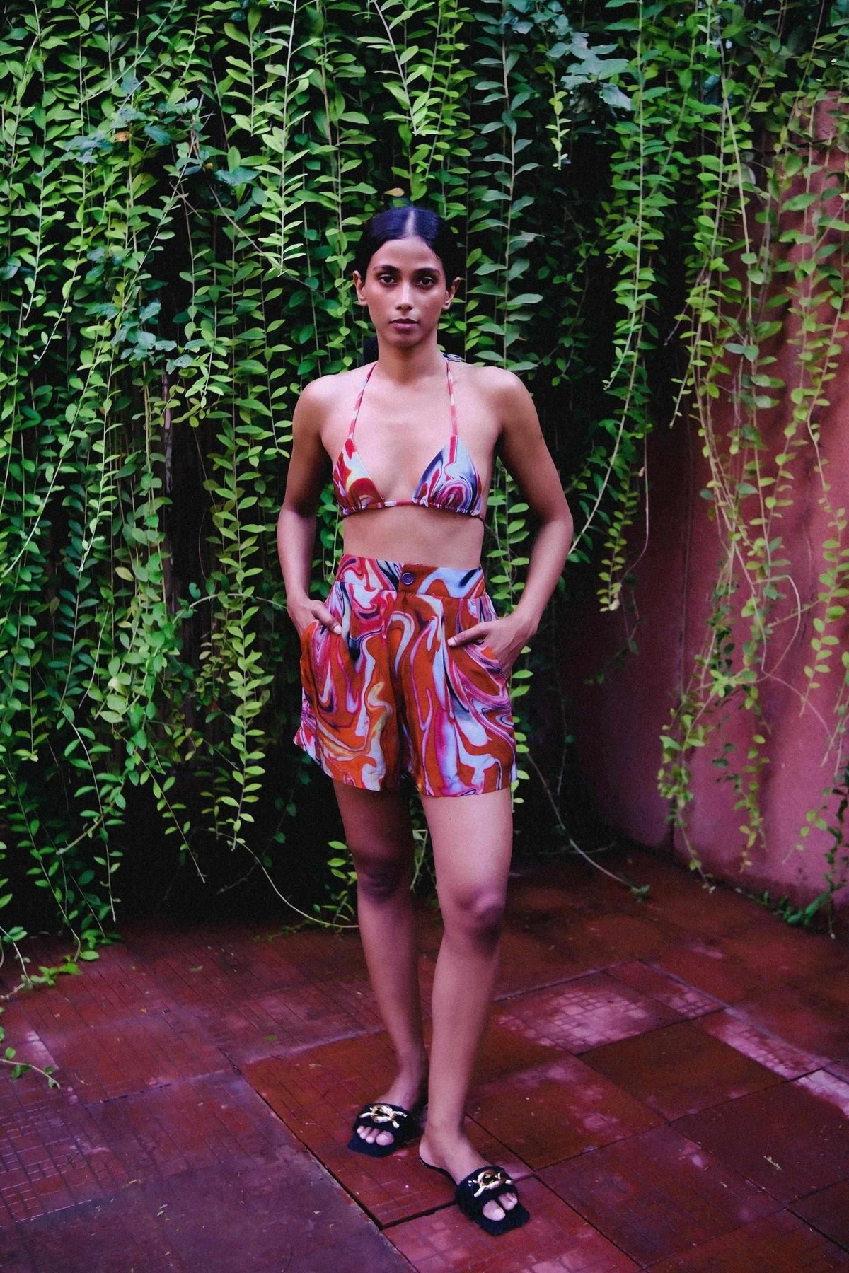 Cayenne Wave High Waist Shorts With Side Pockets
