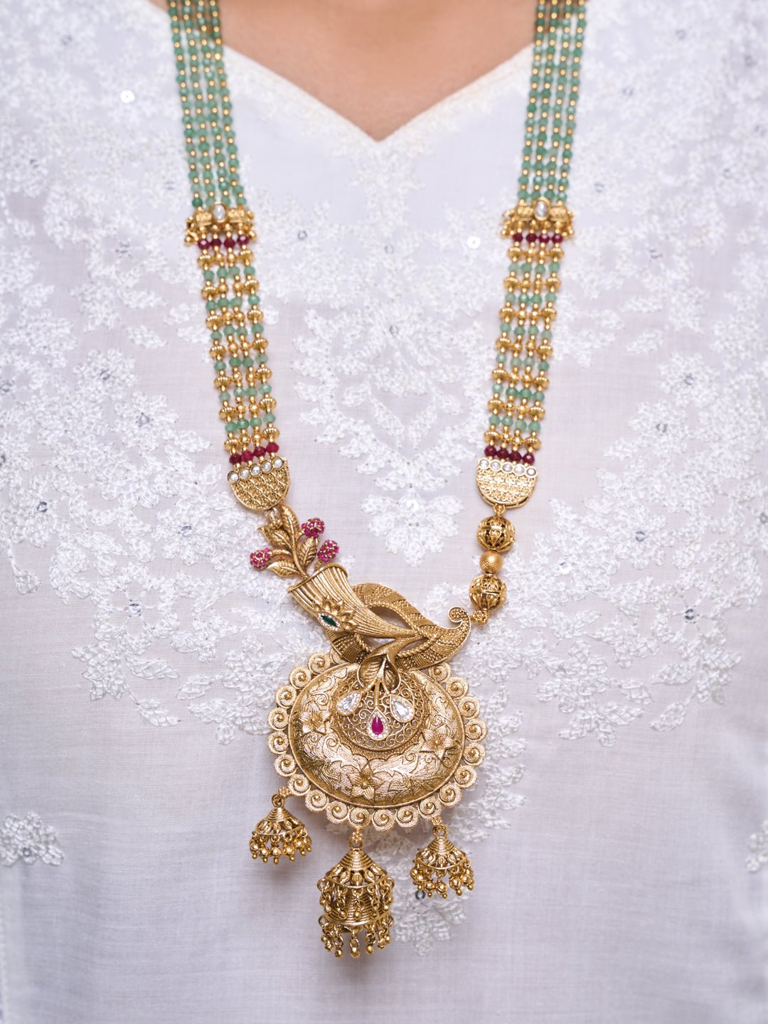 Long Designer Antique Pendant Set