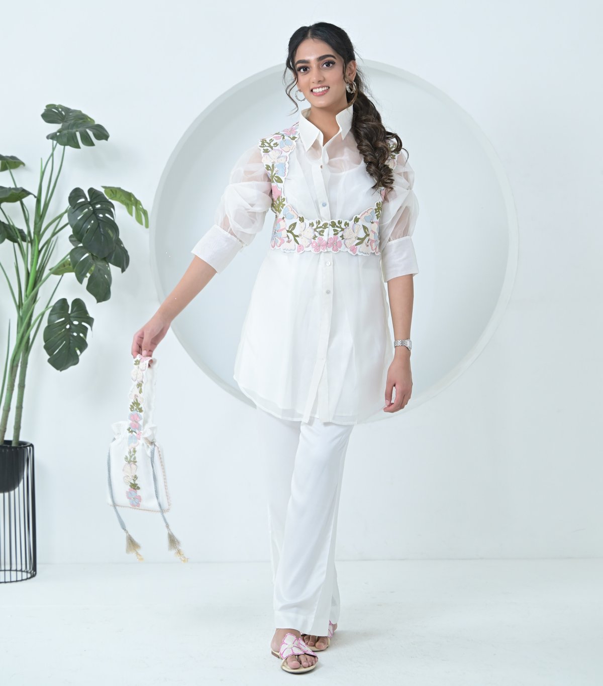 Big Khushboo Detachable Coti Long Tunic Set