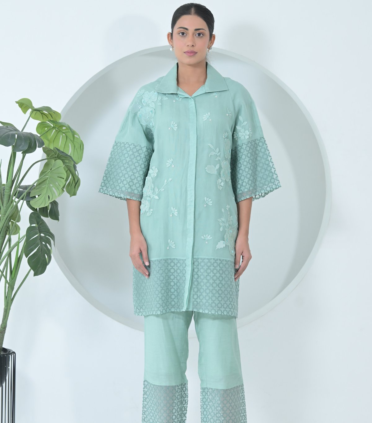 Pearl Petal Jaali Tunic Set