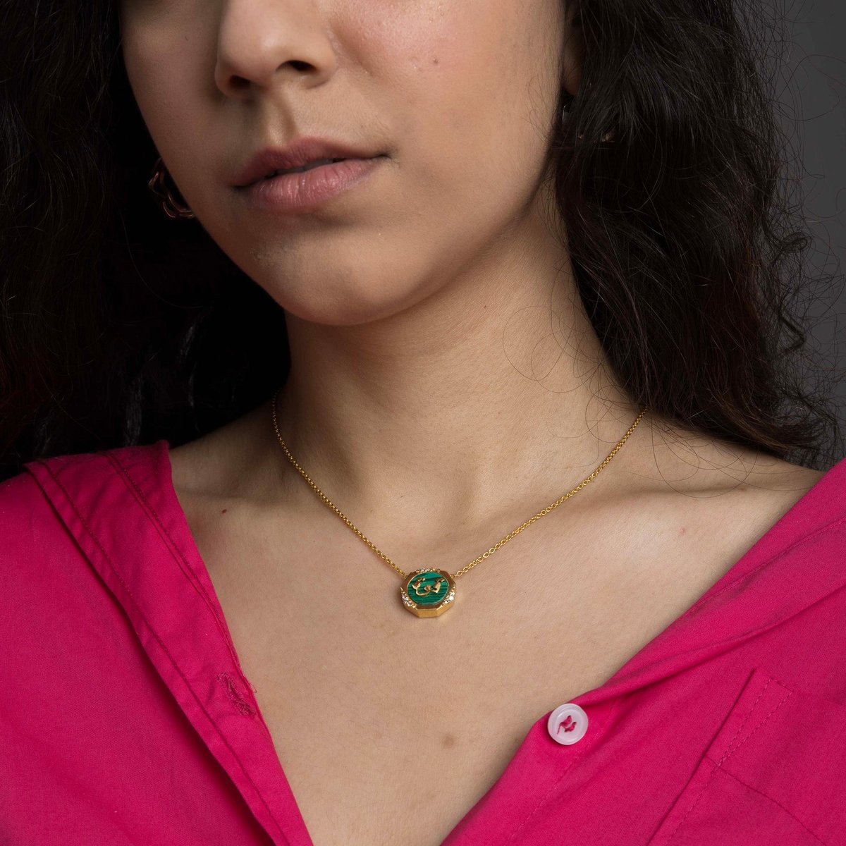 Power Green Malachite Studded Necklace