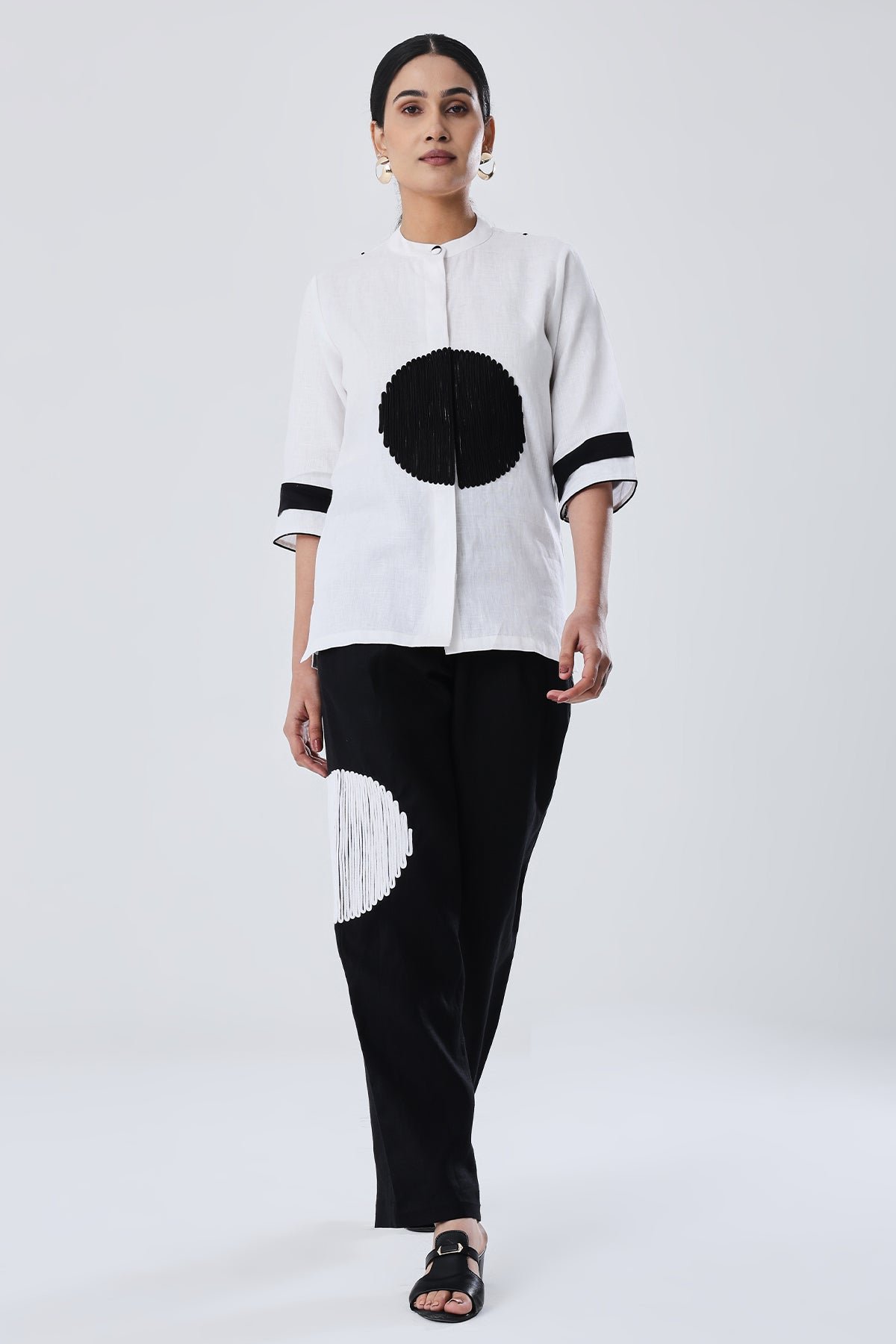 Black and White Hemp Shirt and Trouser Co-ord Set