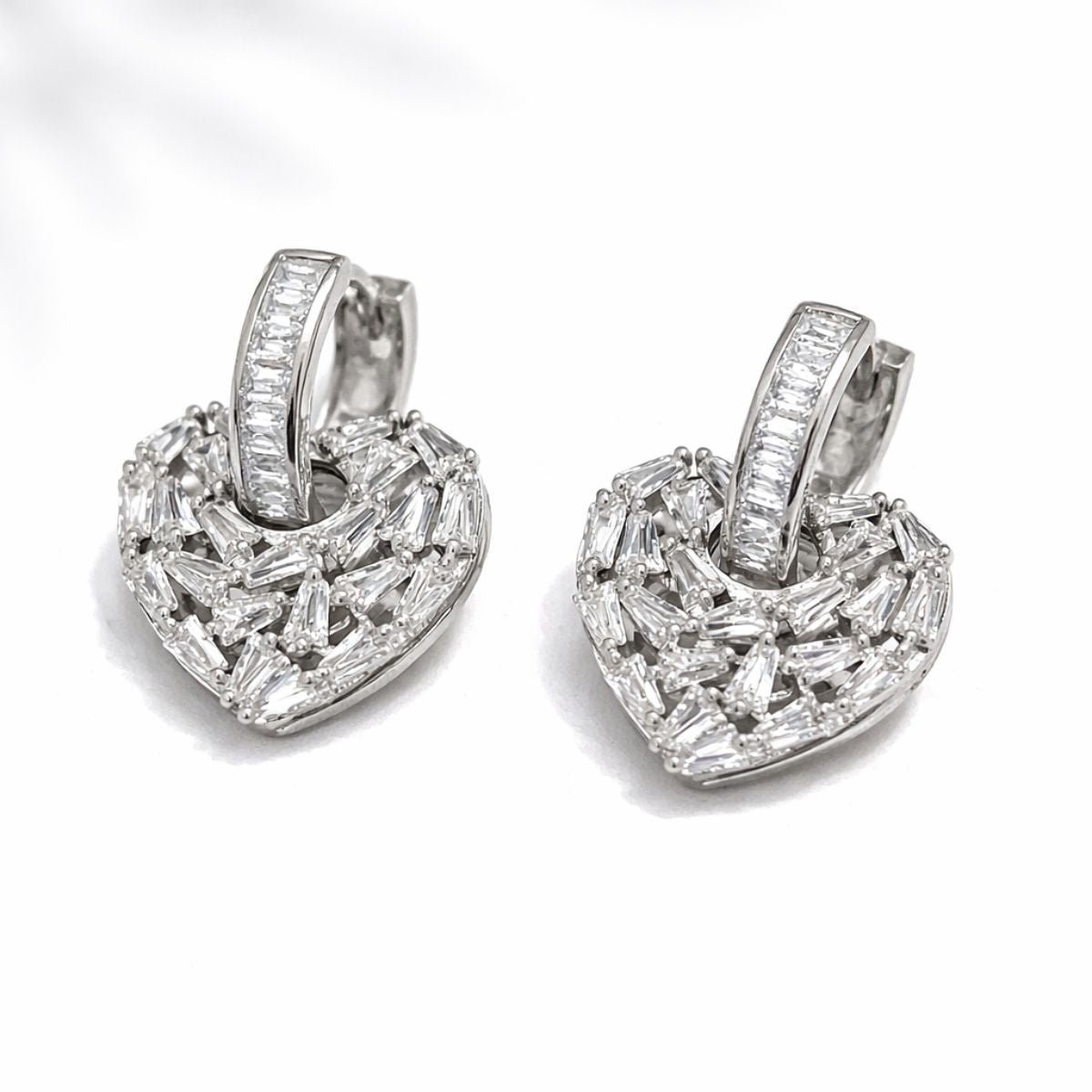 Dainty Heart Hoops Drop Earrings, Elina