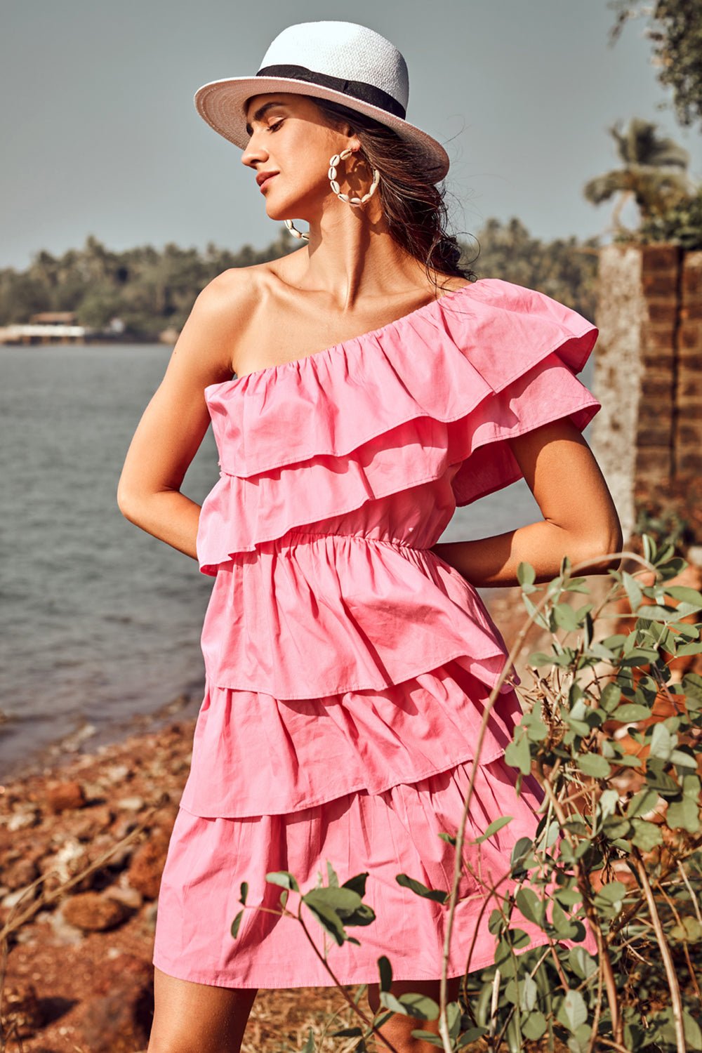 One Shoulder Layered Dress