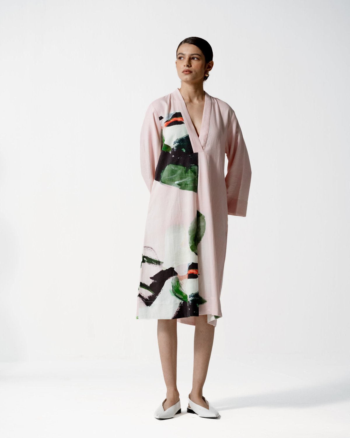Blush Abstract Print Relaxed Fit Midi Dress