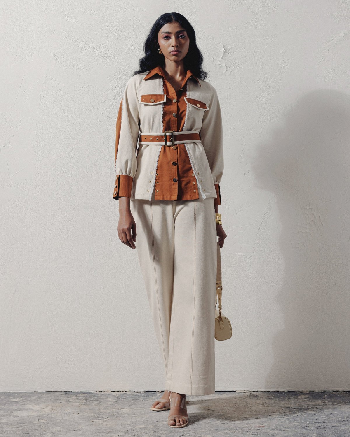 White Denim High-Rise Wide-Leg Trousers