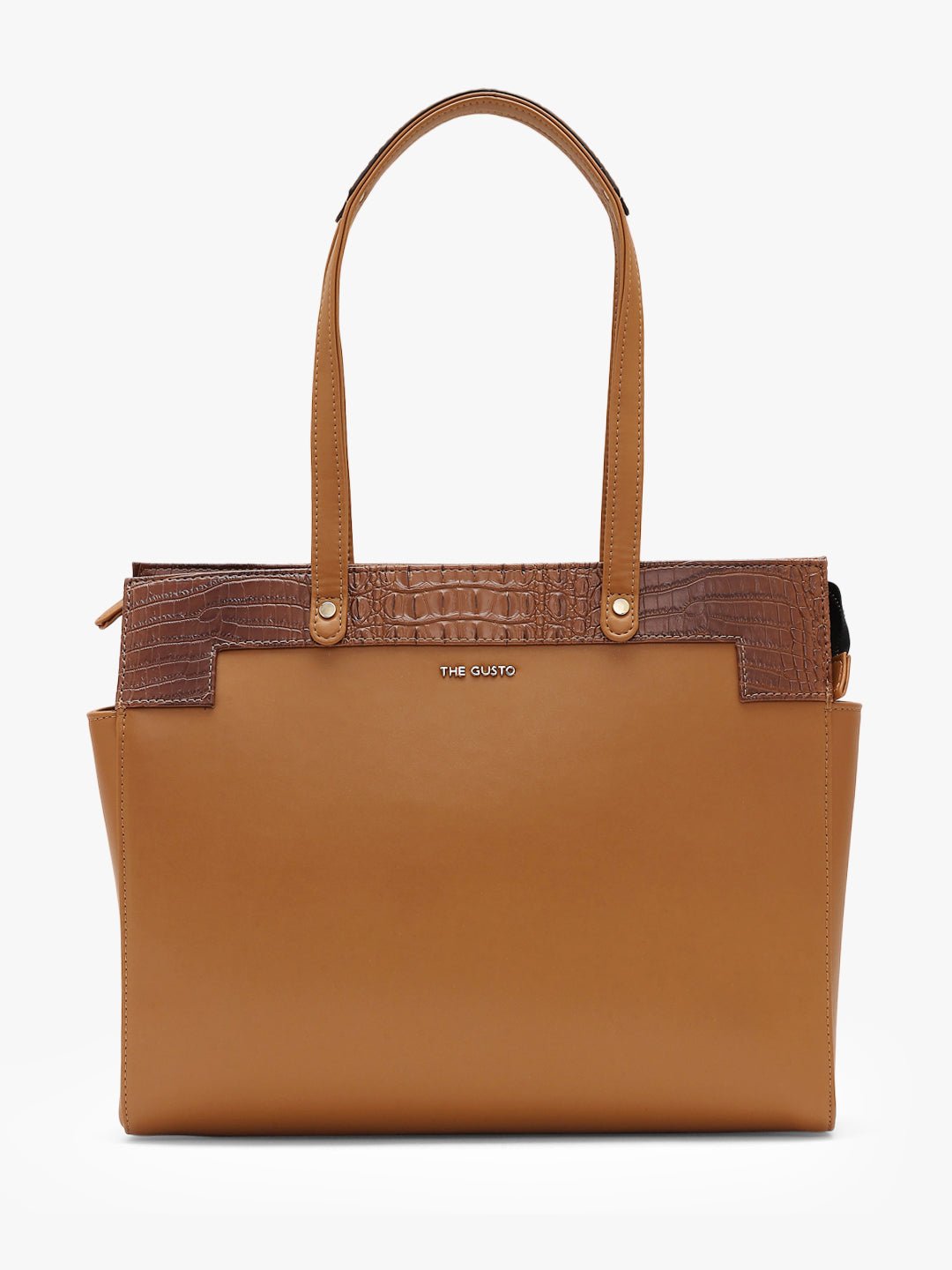 Estelle Croco Tote Bag - Tan 16 Inches