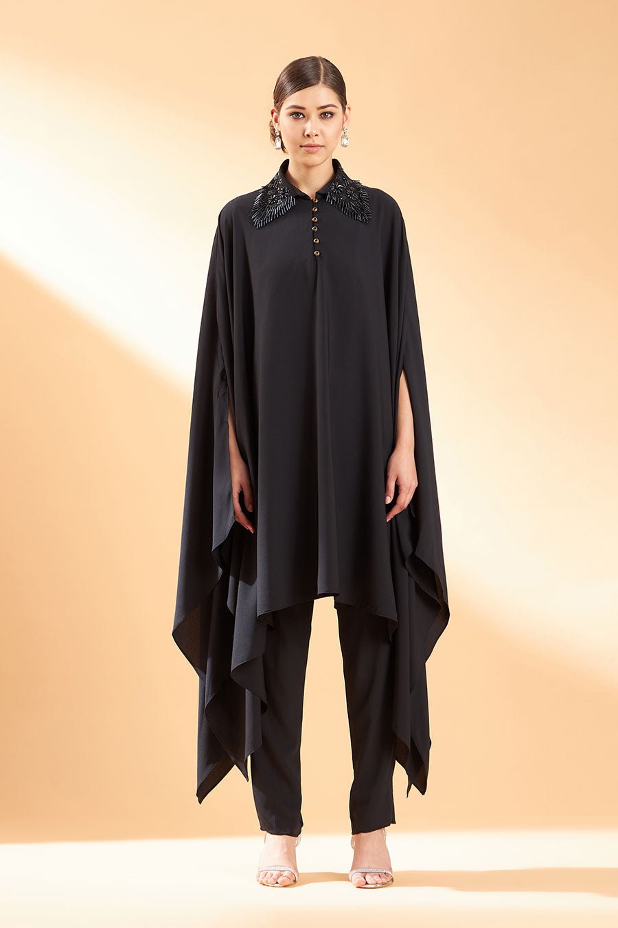 Black Cape Tunic and Tapered Pant Co-ord Set