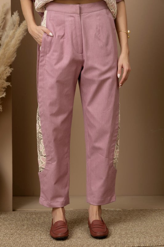 Maple Pink Denim Lace Barrel Jeans