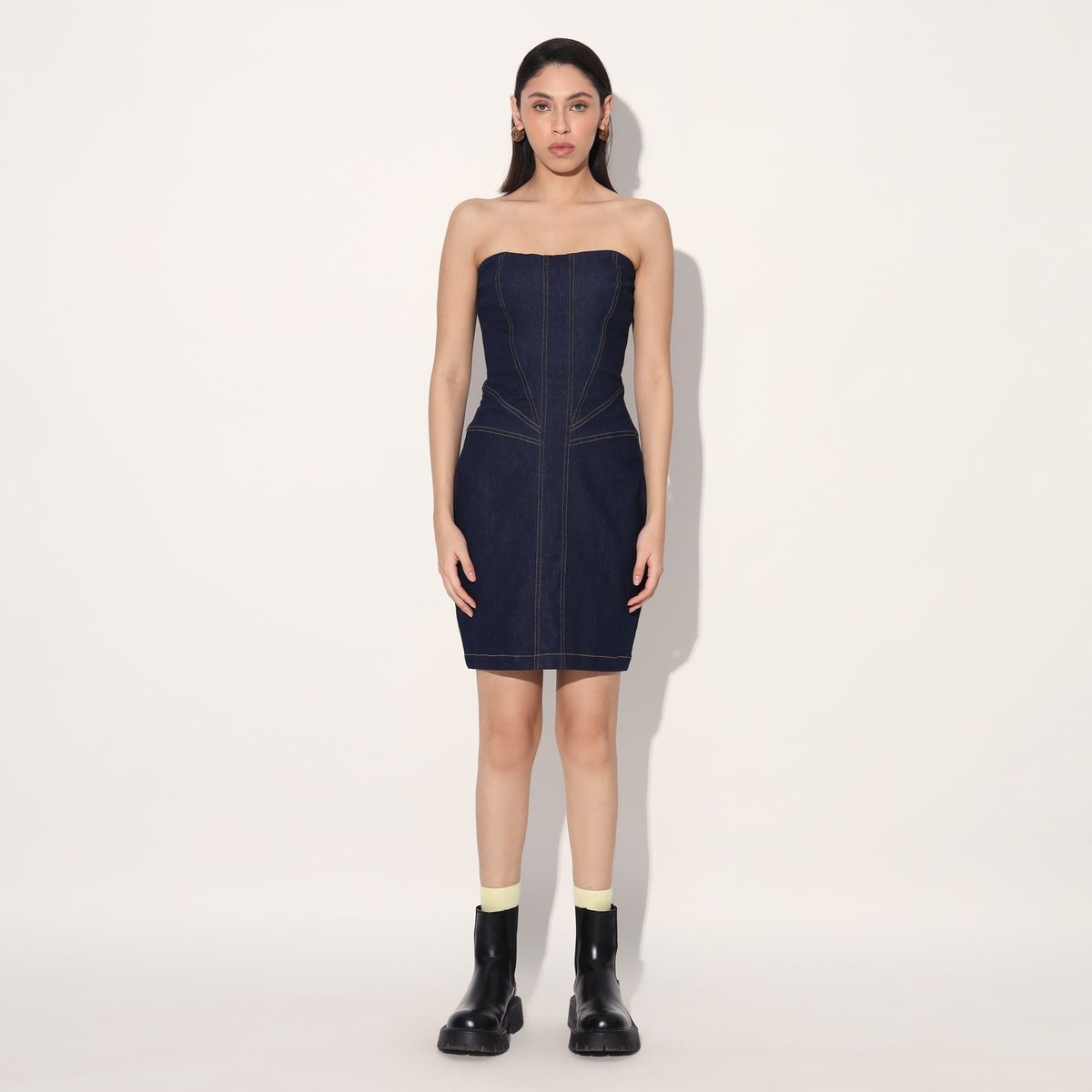 CELESTE DENIM PANEL DRESS