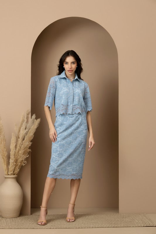 Hydrangea Crop Shirt & Skirt Set