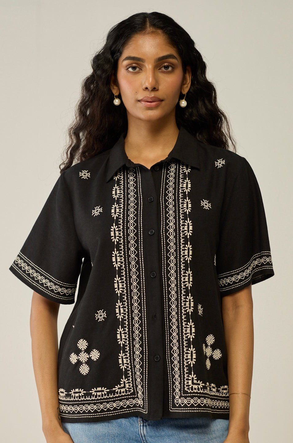 Black Embroidered Shirt
