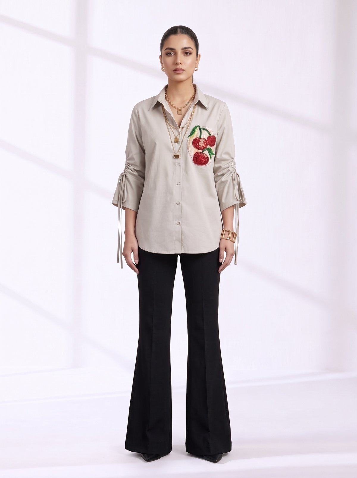 Classic Button-Down Shirt In Light Taupe