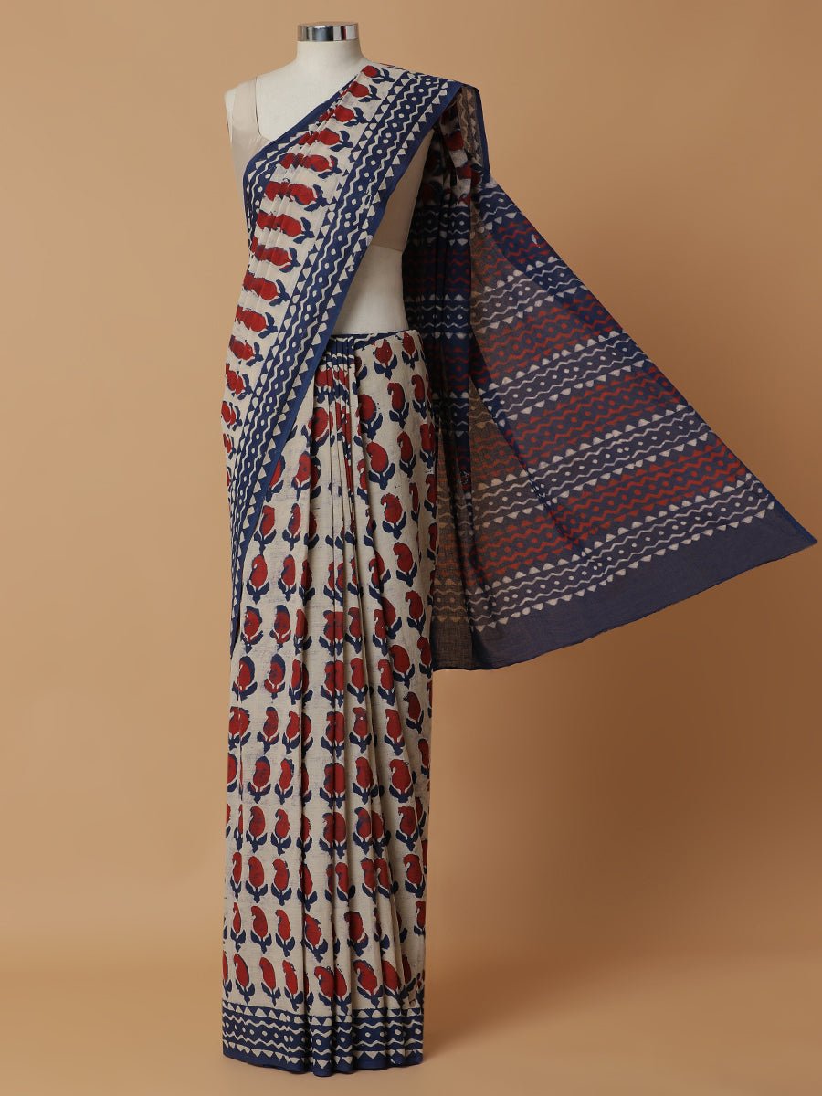 Hand Block Mango Motif Printed Cotton Mulmul