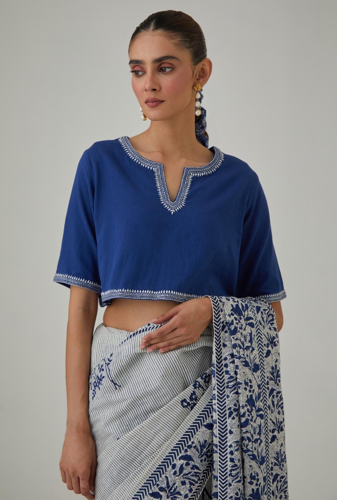 Cotton Blouse With Thread Embroidery
