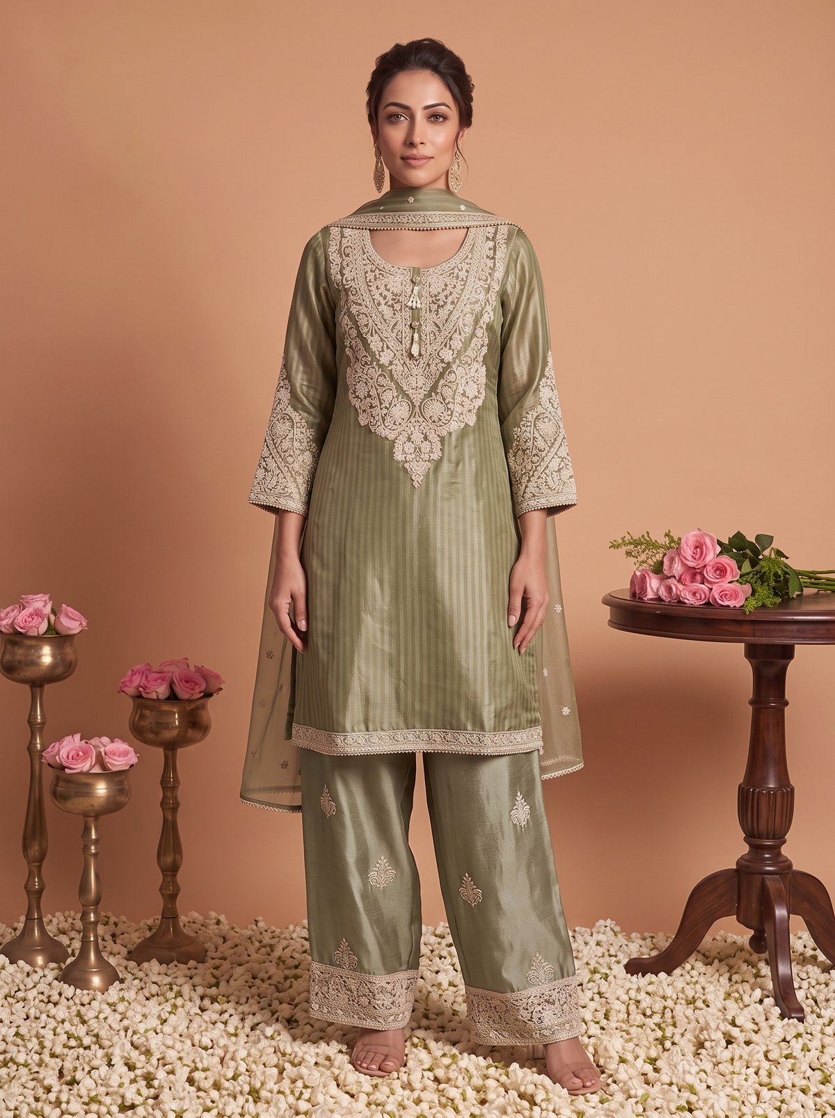 Kurta Salwar Dupatta Choga Set