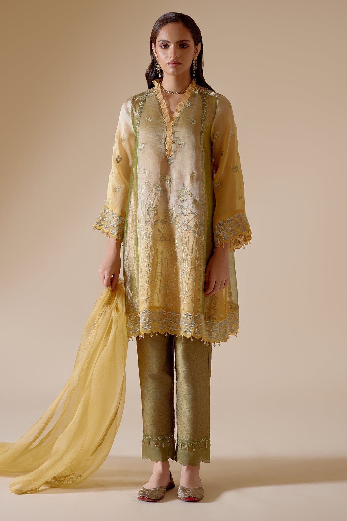 Farida - Mustard/Green Suit