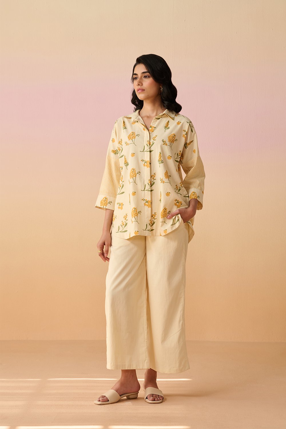 Ivory Cotton Hand Block Floral Print Co-Ord Set
