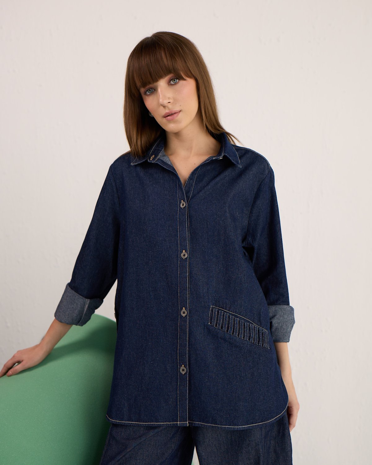 Blue Oversized Longline Denim Shirt