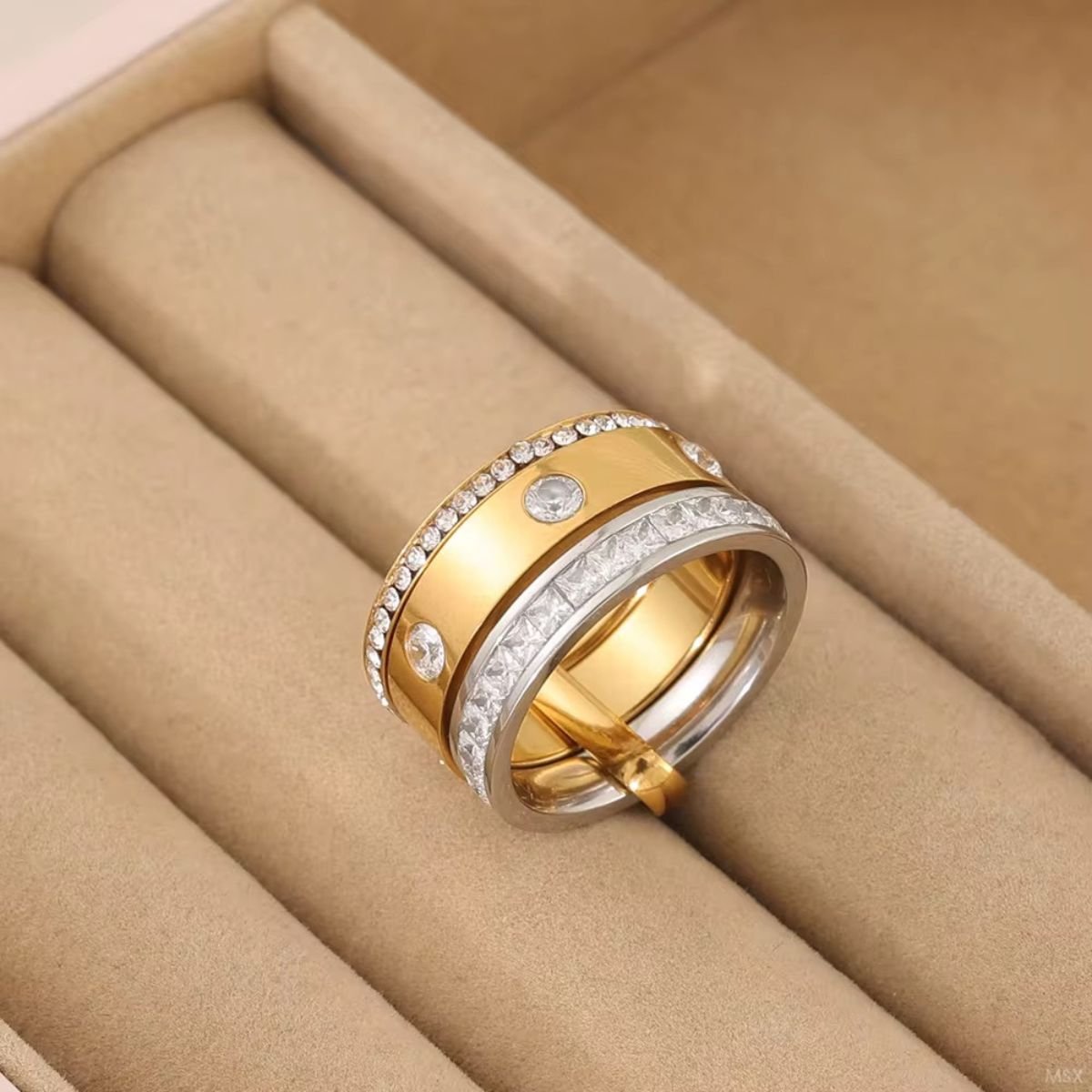 18K Gold Plated Triple Band Ring, Valencia