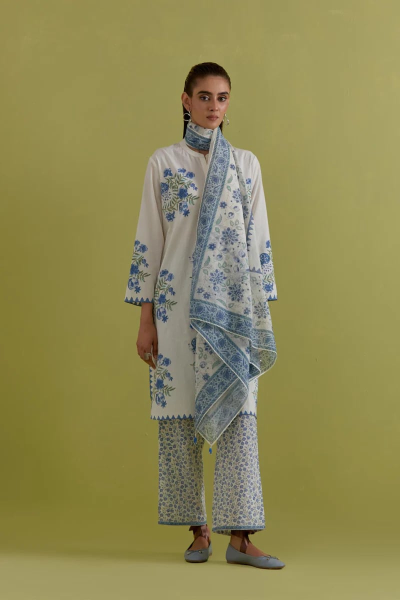 Off White Cotton Short Kurta