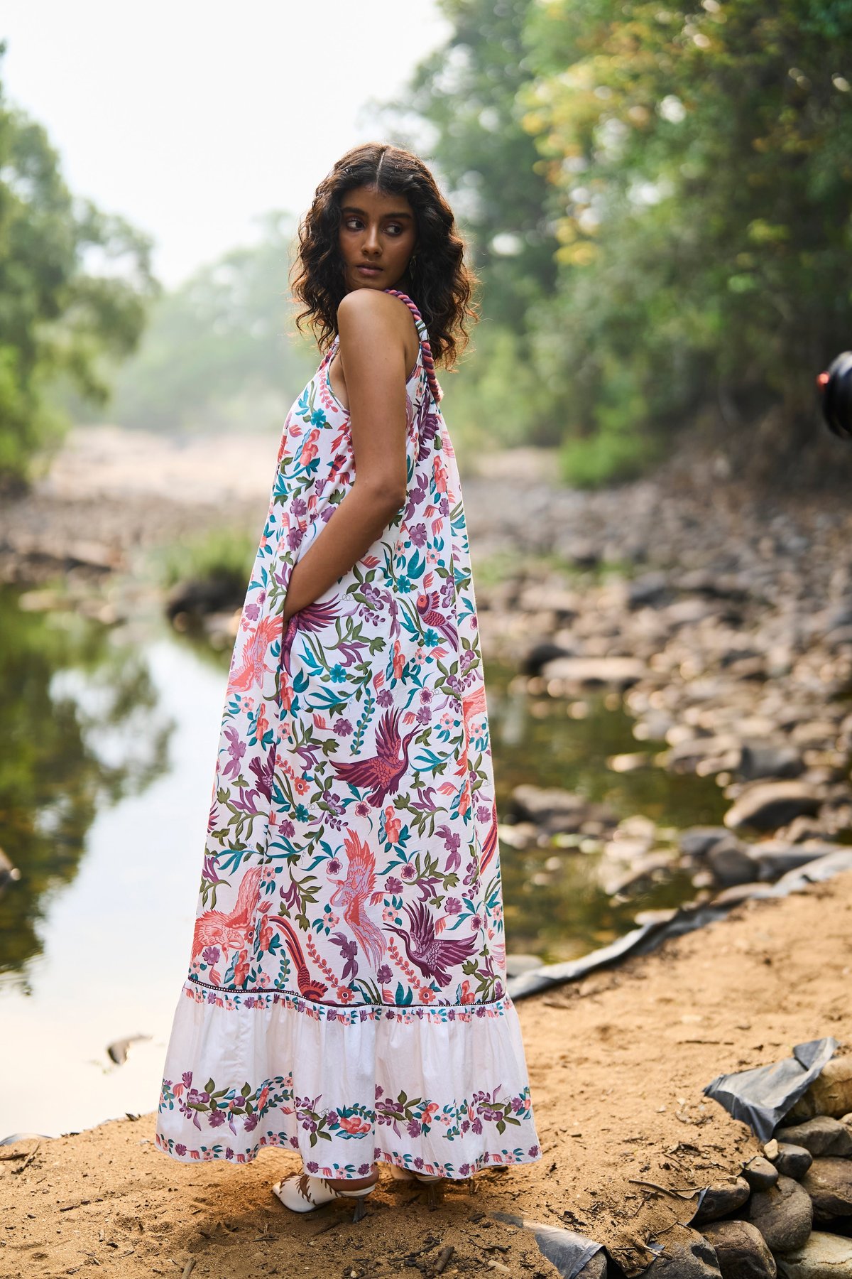 Multi Pastel Printed Cotton Poplin Maxi Dress