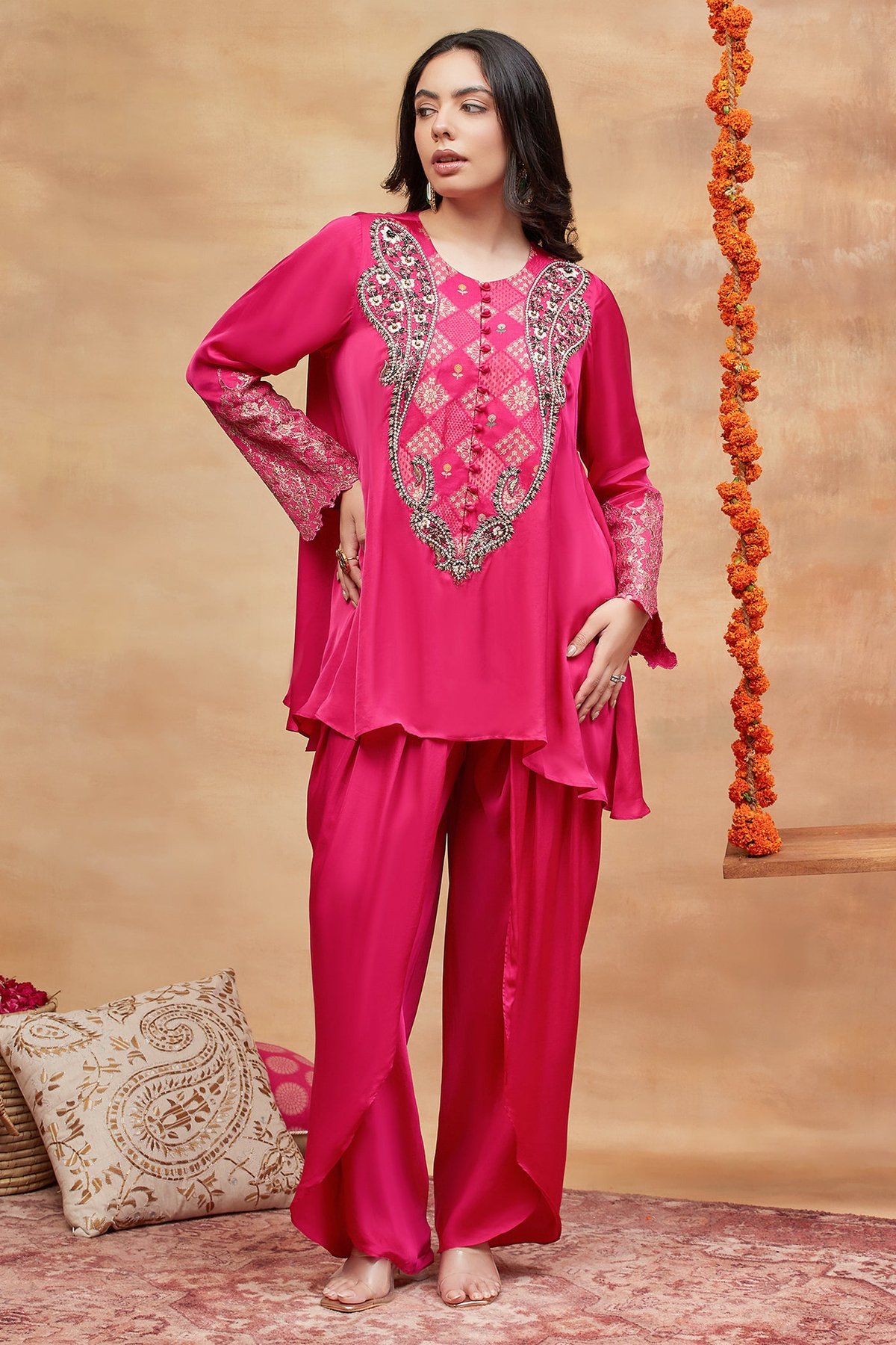 Rewa Hand Embroidered Banarasi Dhoti set