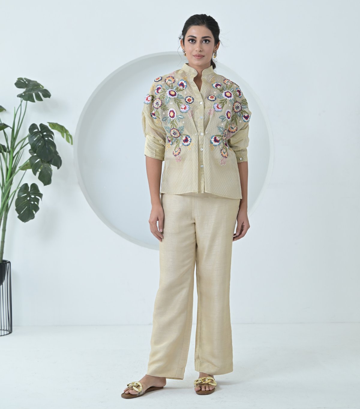 Phool-Paati Textured Organza Shirt Coord Set